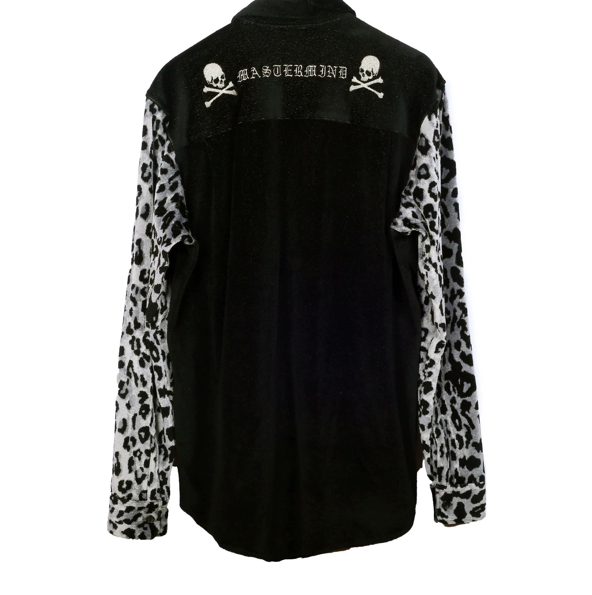 Mastermind Japan MMJ Velvet Skull Emb Leopard-Sleeve Shirt Jkt XXL Sample Size US XXL / EU 58 / 5 - 1 Thumbnail