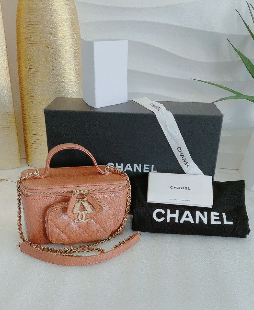 image of Chanel 23P Brown Caviar Quilted Business Affinity Vanity, Women's