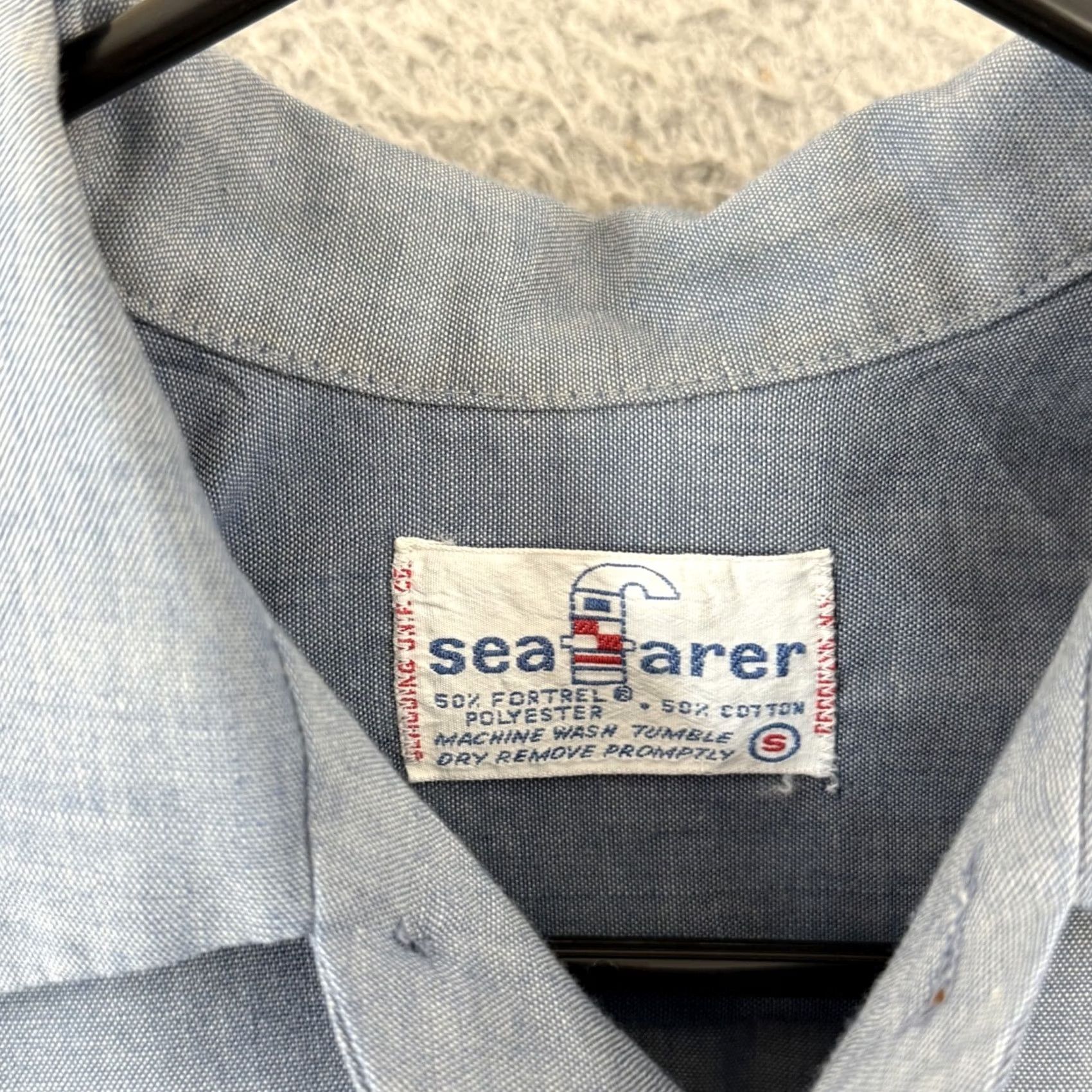 Vintage VINTAGE Seafarer Shirt Mens S Chambray Button Up 60s USA Navy Seafarer Button-Up Short Sleeve Blue Cotton Blend Solid Size US S / EU 44-46 / 1 - 6 Thumbnail