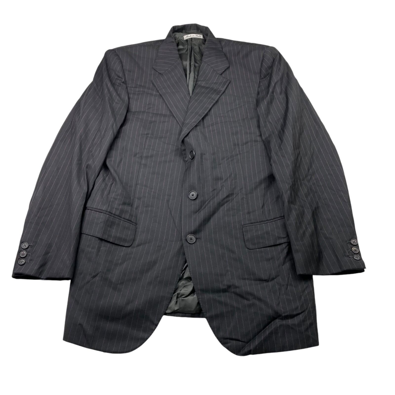 Belvest Belvest Men's 100% Wool 3-Button Suit Black/Pink Stripe • It Size 40S - 2 Thumbnail