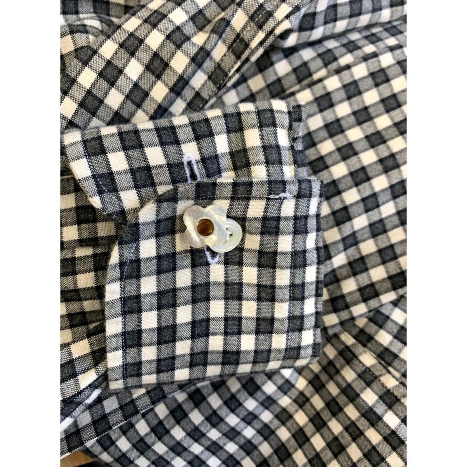 Lardini Lardini Gingham Check Shirt Navy White Spread Collar 15.5 / 39 Adult Men’sDress Shirt Size US L / EU 52-54 / 3 - 4 Thumbnail