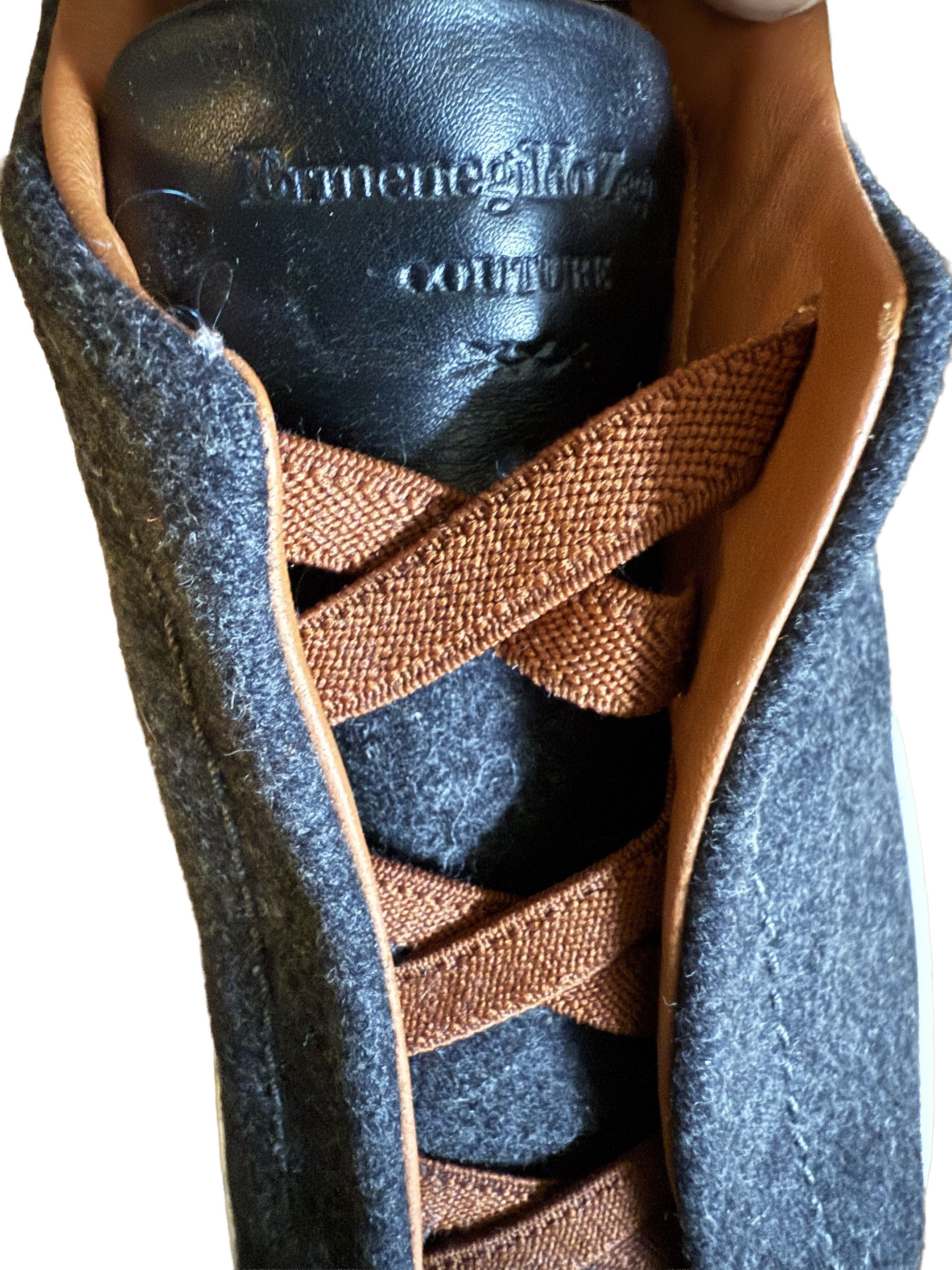 Ermenegildo Zegna Zegna Triple Stitch Gray Wool Leather sneaker Size US 9 / EU 42 - 7 Thumbnail