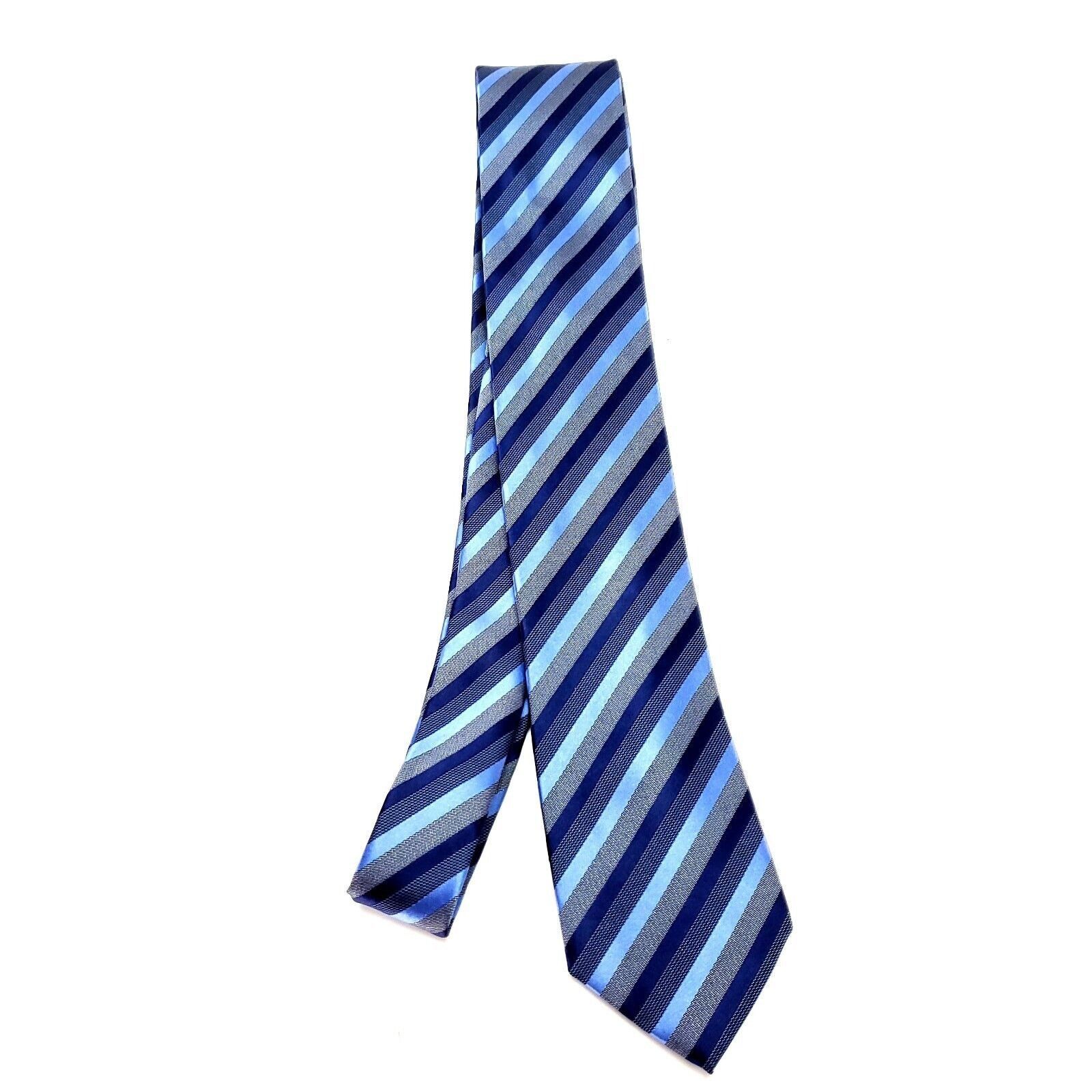 Kenneth Cole Kenneth Cole Reaction Blue Silk Tie Woven Skinny Striped Size ONE SIZE - 6 Thumbnail
