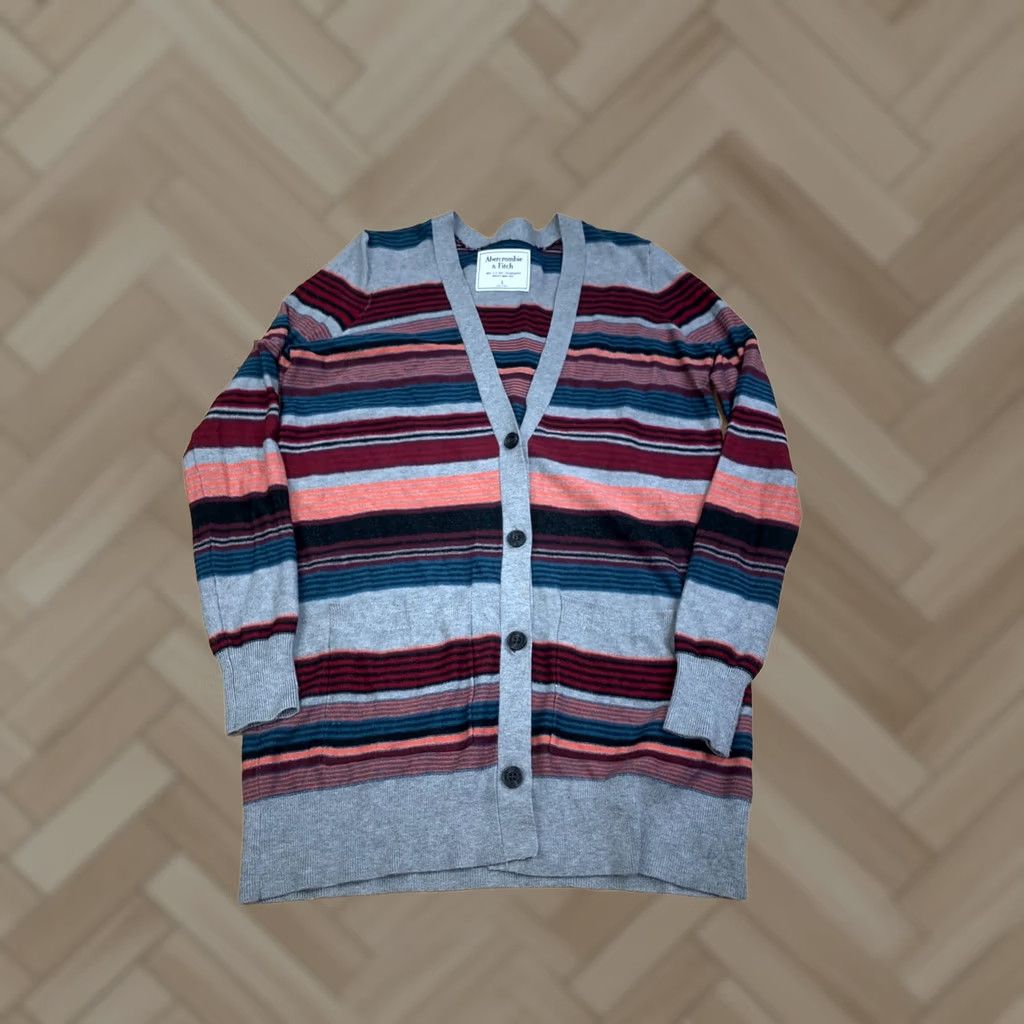 Abercrombie & Fitch Abercrombie & Fitch Cardigan Women S Striped Casual V-Neck Long Sleeve Multicolor Sweater Size S / US 4 / IT 40 - 1 Thumbnail