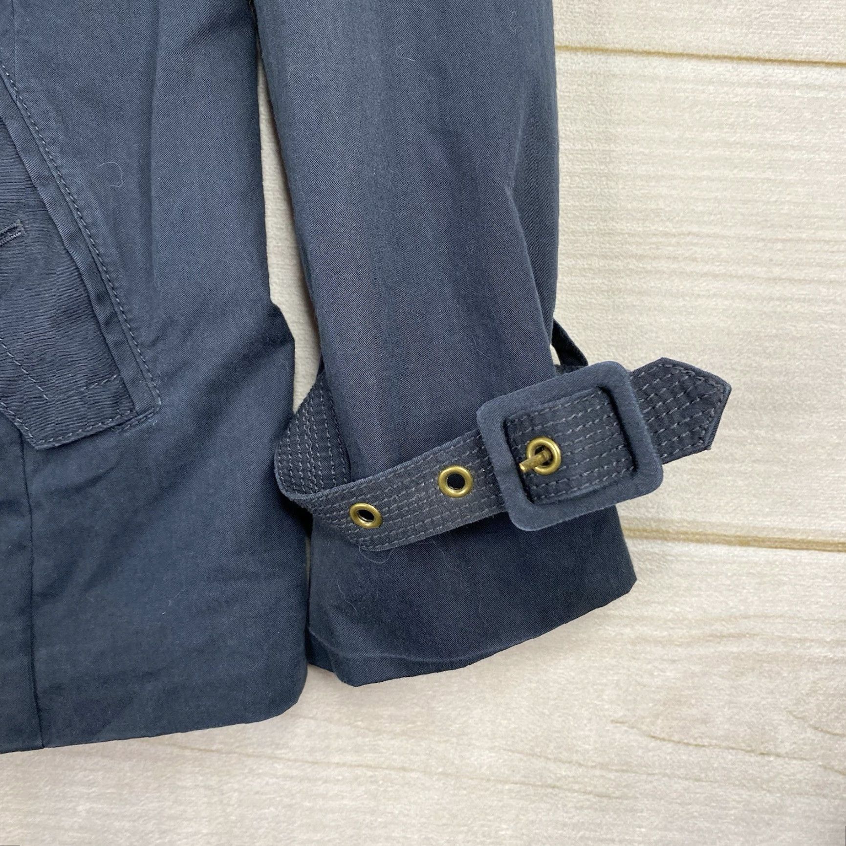 J.Crew J. CREW Jacket Womens 8 Navy Blue Button Up Pockets Buckle Sleeve Cotton Nylon | Vintage? No Size M / US 6-8 / IT 42-44 - 4 Thumbnail