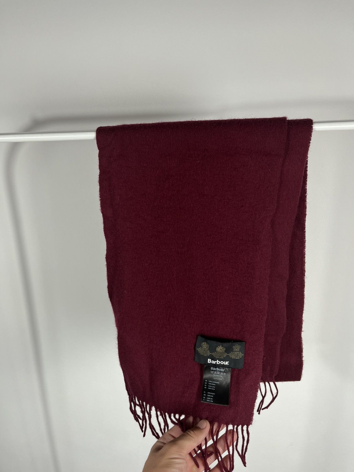 Barbour Barbour Burgundy Lambswool Scarf 195x26 cm Size ONE SIZE - 4 Thumbnail