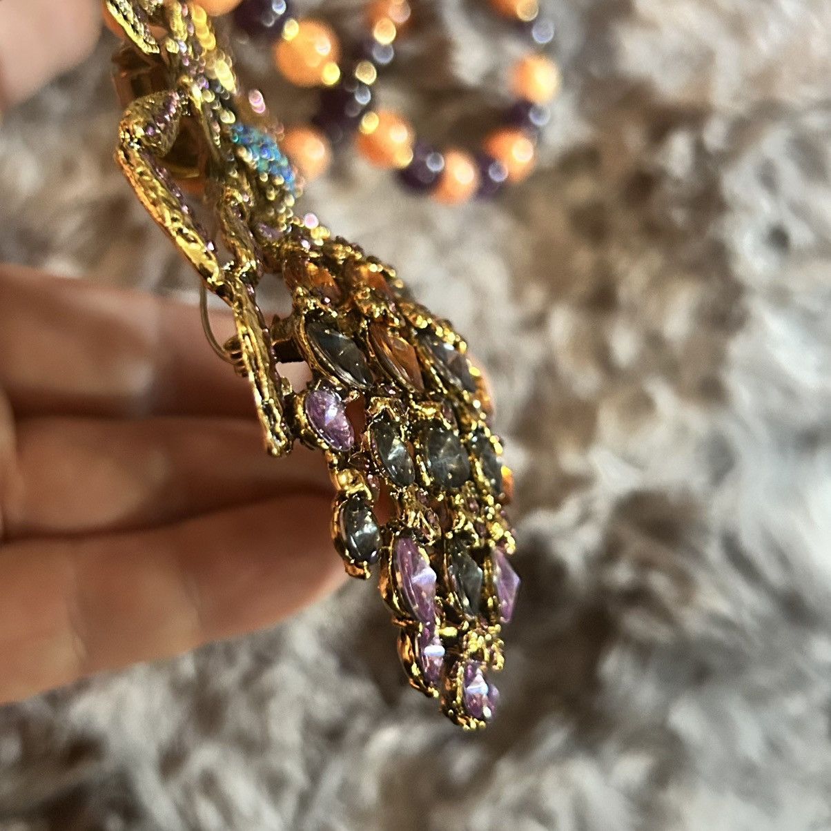 Handmade Handcrafted large glass stone spider genuine stone necklace Size ONE SIZE - 11 Thumbnail