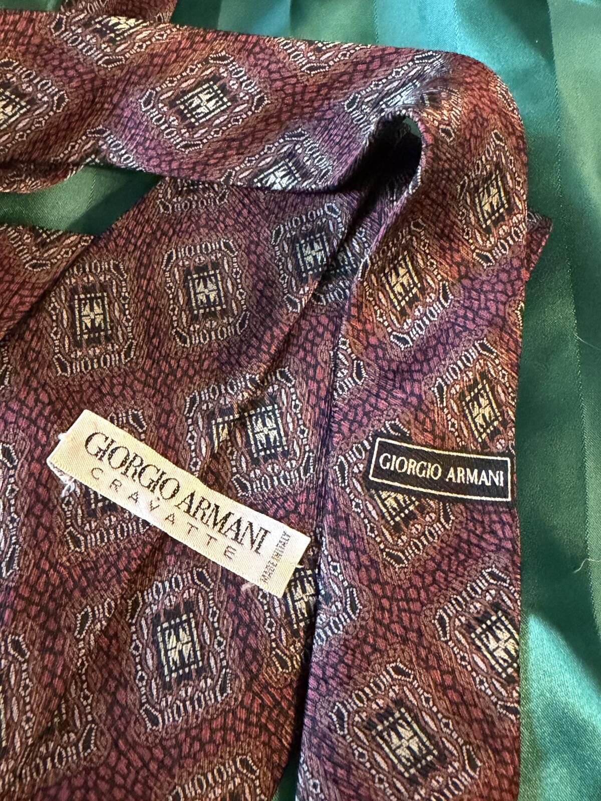 Giorgio Armani Giorgio Armani Burgundy Patterned Silk Tie Size ONE SIZE - 1 Thumbnail