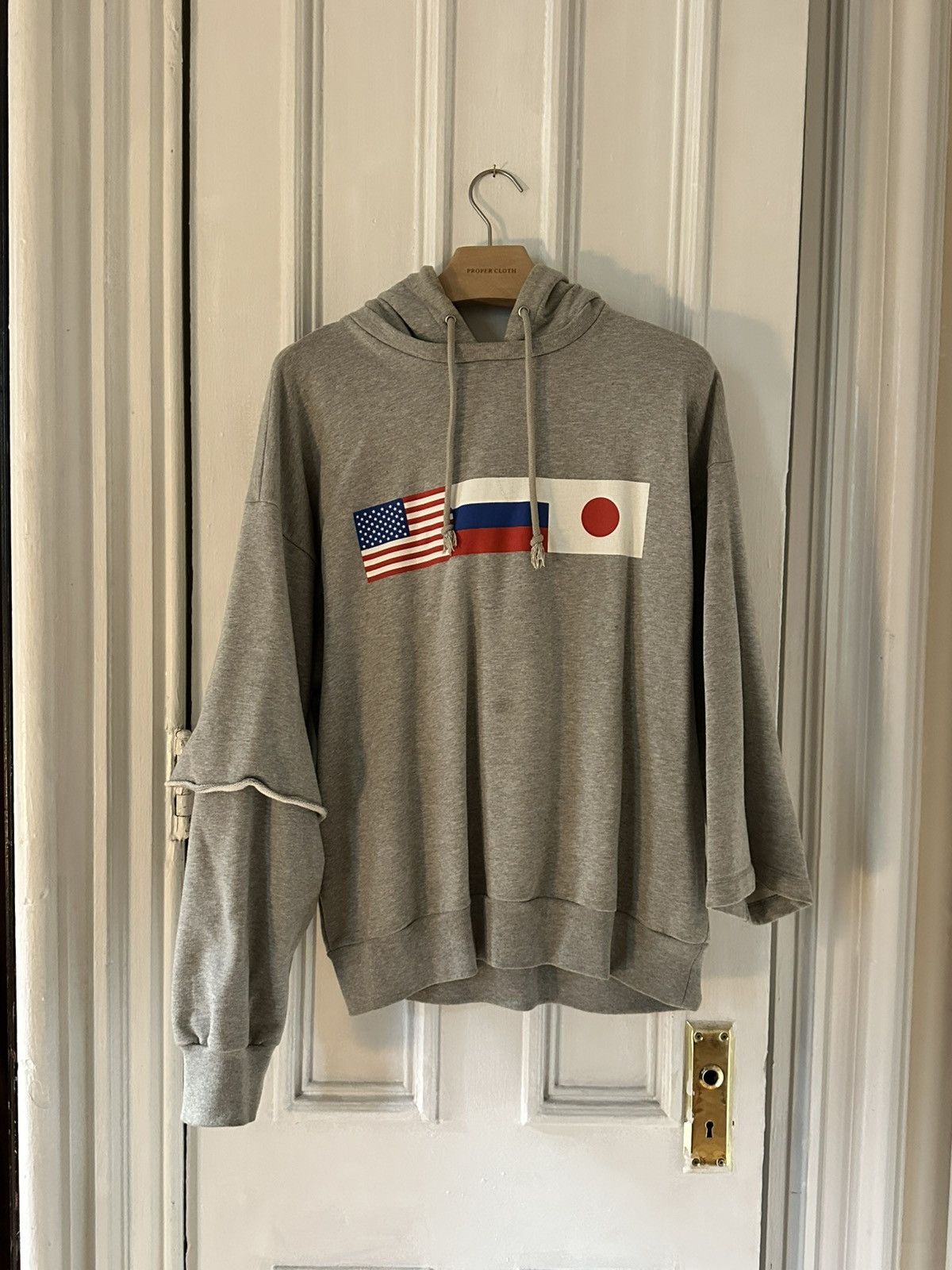 Gosha Rubchinskiy 2018 Gosha Rubchinskiy Flag Asymmetrical Hoodie Size US XL / EU 56 / 4 - 1 Thumbnail