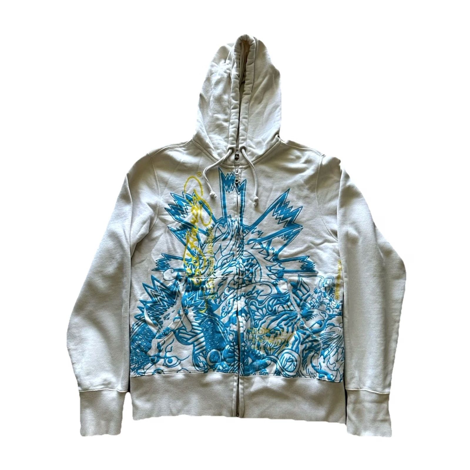 Ed Hardy VTG Ed Hardy AOP Hoodie Womens Small Cream Multicolor Floral Zip Up Hooded Pockets 2000s Y2K Unique USA England Style Womens Size S / US 4 / IT 40 - 2 Thumbnail