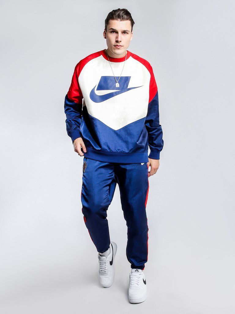 image of Nike Nsw Woven Nylon Tracksuit Crewneck Track Pants Swoosh in Navy, Men's (Size XL)