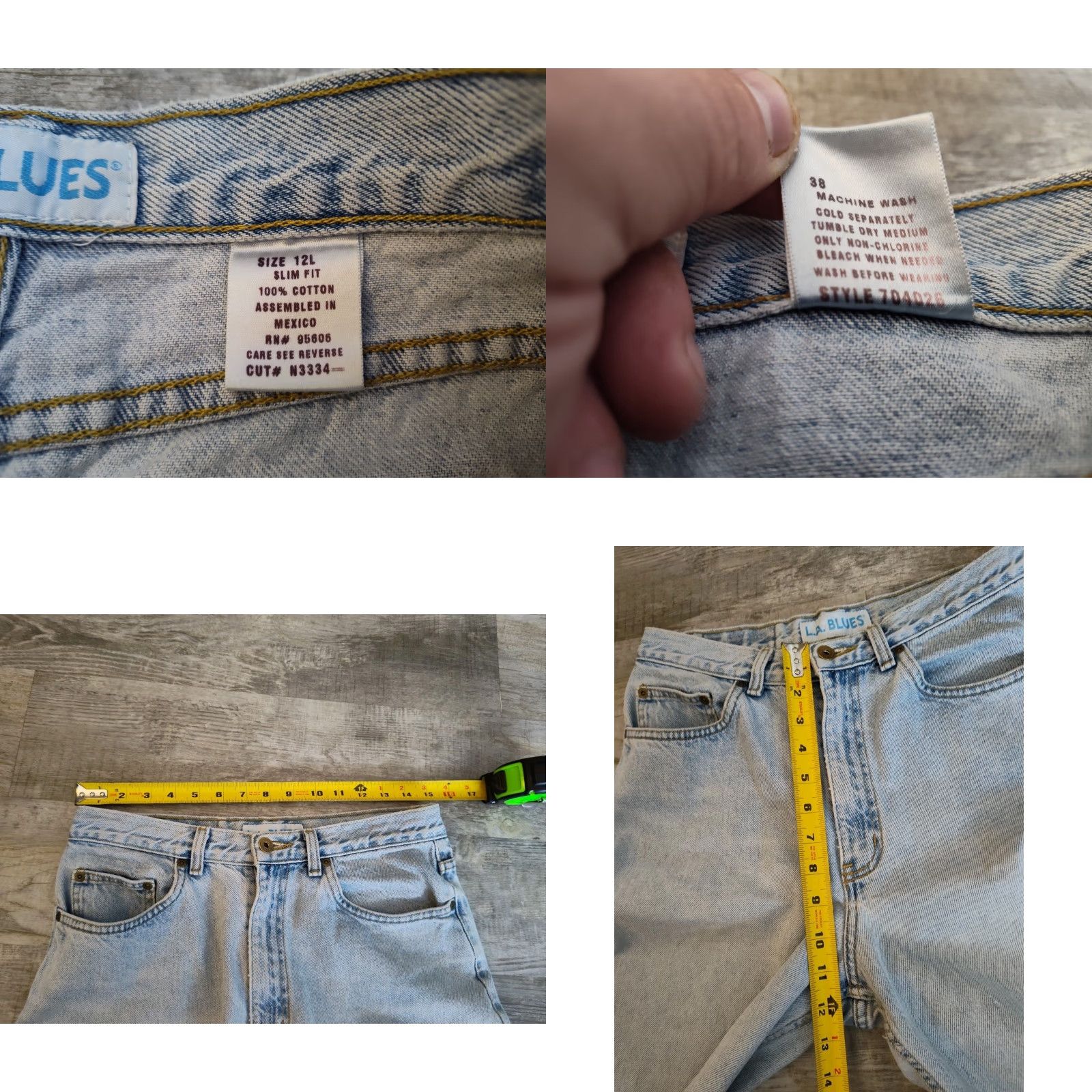 Vintage Vintage L.A. Blues Women’s Denim Jeans Size 12 Light Wash High Waist Slim Fit 90s Mom Style Size 34" / US 12 / IT 48 - 8 Thumbnail