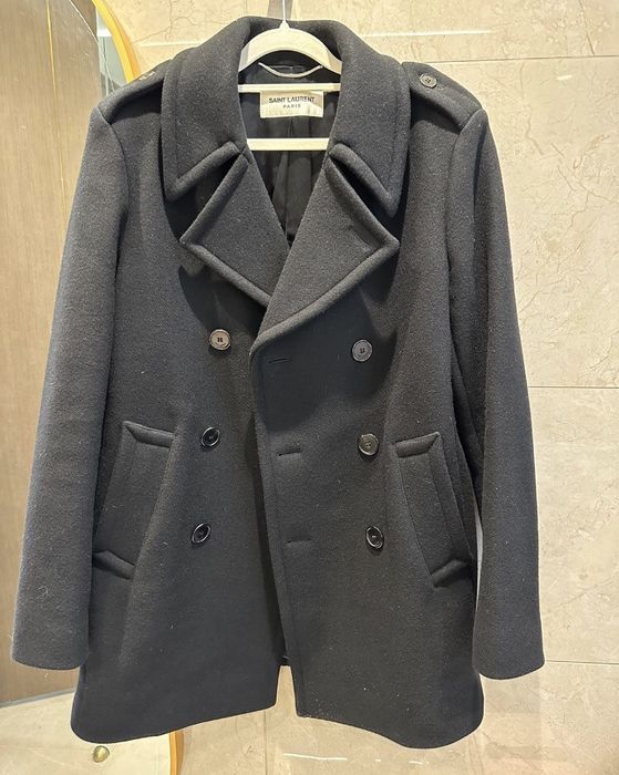 Saint Laurent Paris Saint Laurent men's black wool coat Grailed