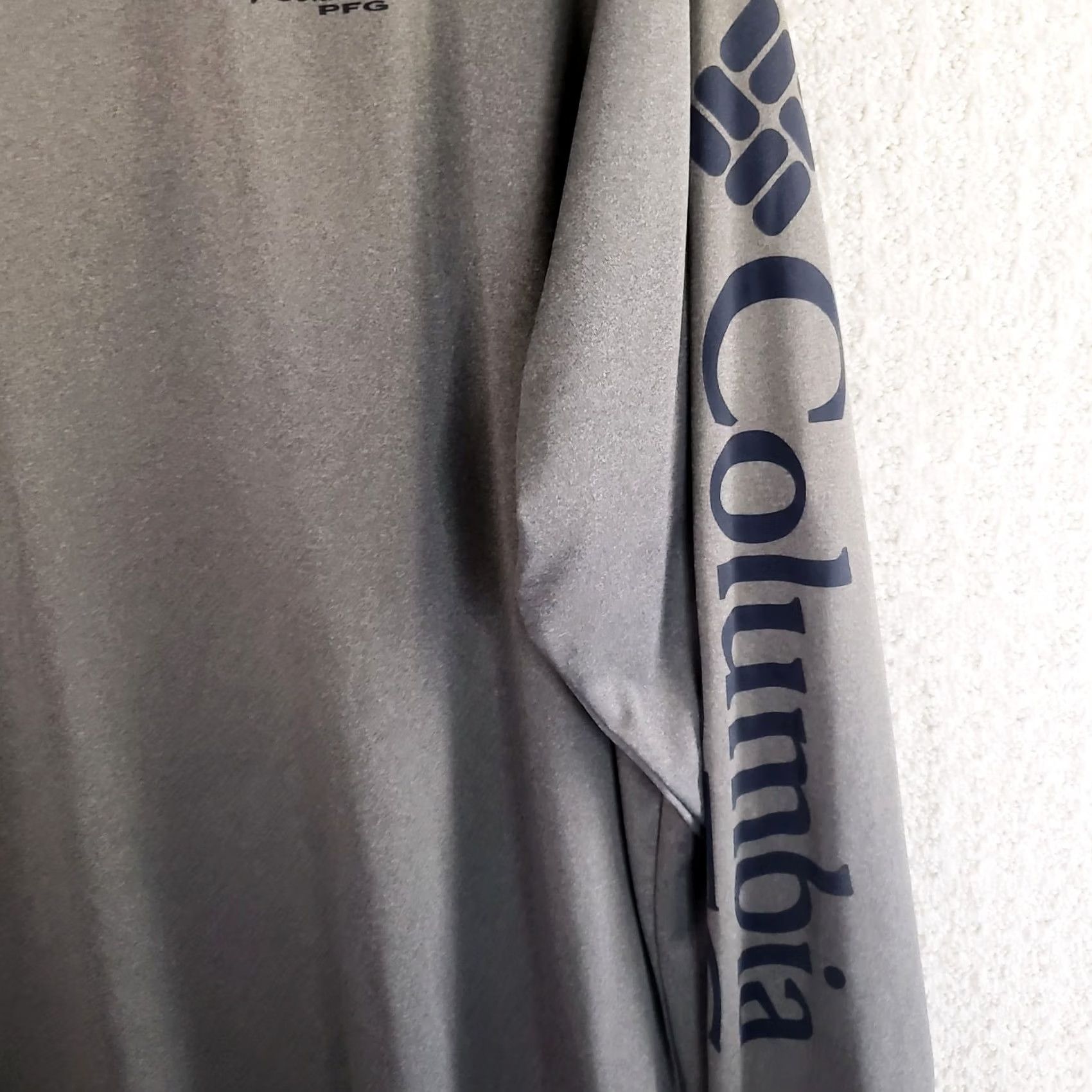 Vintage Columbia PFG Fishing Sun Shirt Men's L American Flag Graphic Long Sleeve Crew T Shirt Mens Regular Lightweight Moisture Wicking 50+SPF Gray Size US L / EU 52-54 / 3 - 4 Thumbnail