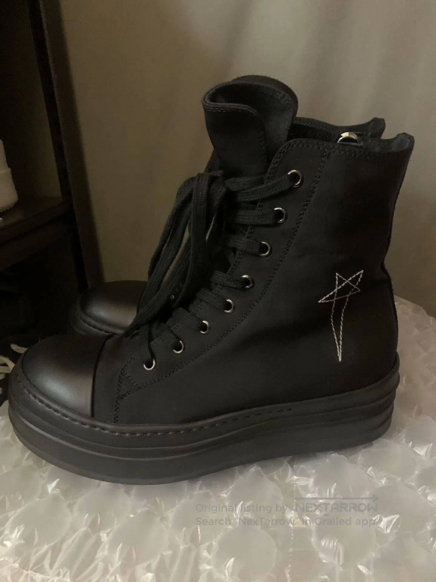 rick owens thick-soled black sneakers size 39.