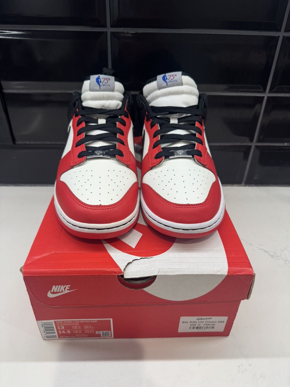 Nike Nike Dunk Low EMB Chicago Sneakers – Sail Black Chile Red 13 Size US 13 / EU 46 - 1 Thumbnail