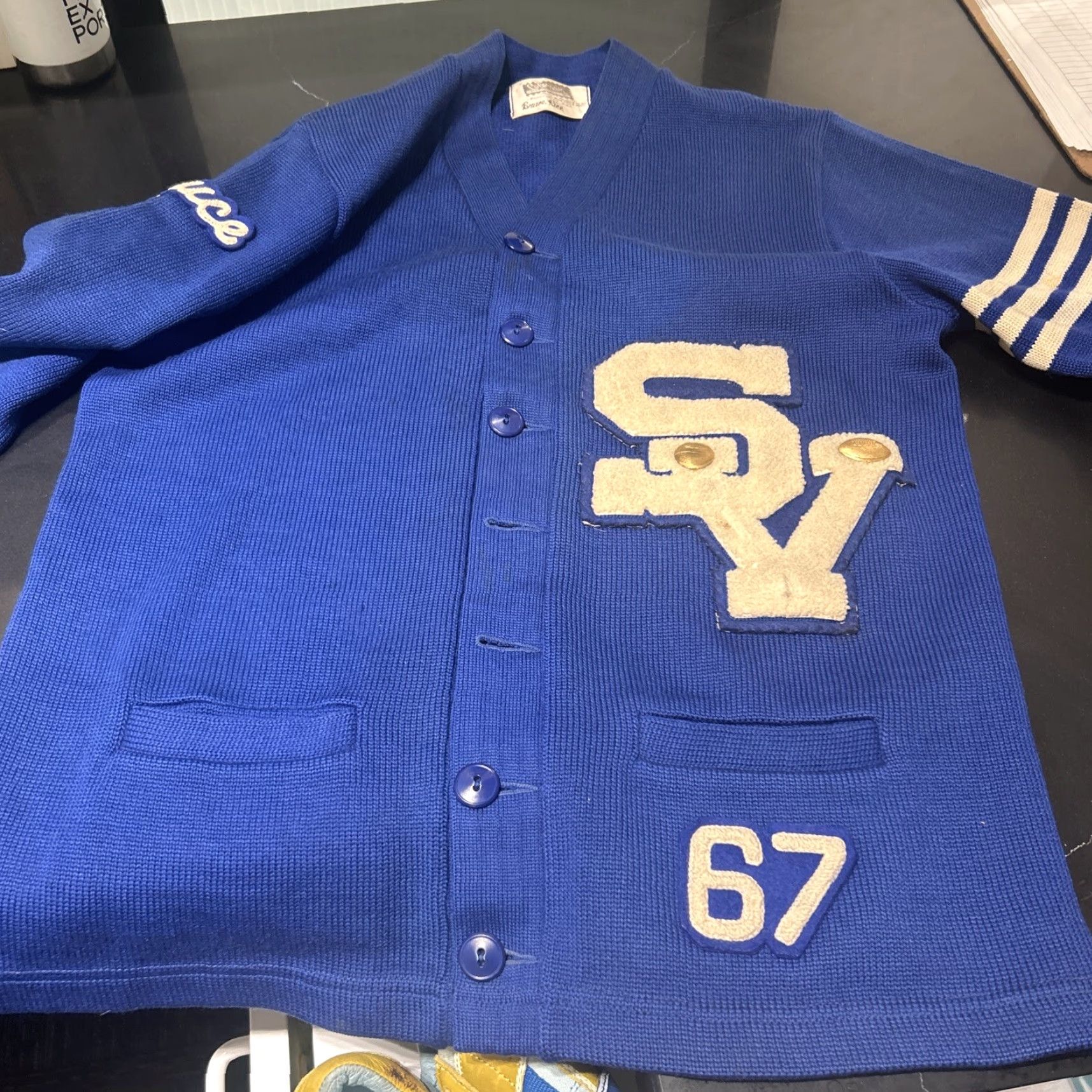Vintage VINTAGE Royal Blue Coleman Letterman Sweater 70,s Preppy Oxford Dark Academia Style S Royal Blue Letterman Sweater) Size US S / EU 44-46 / 1 - 7 Thumbnail