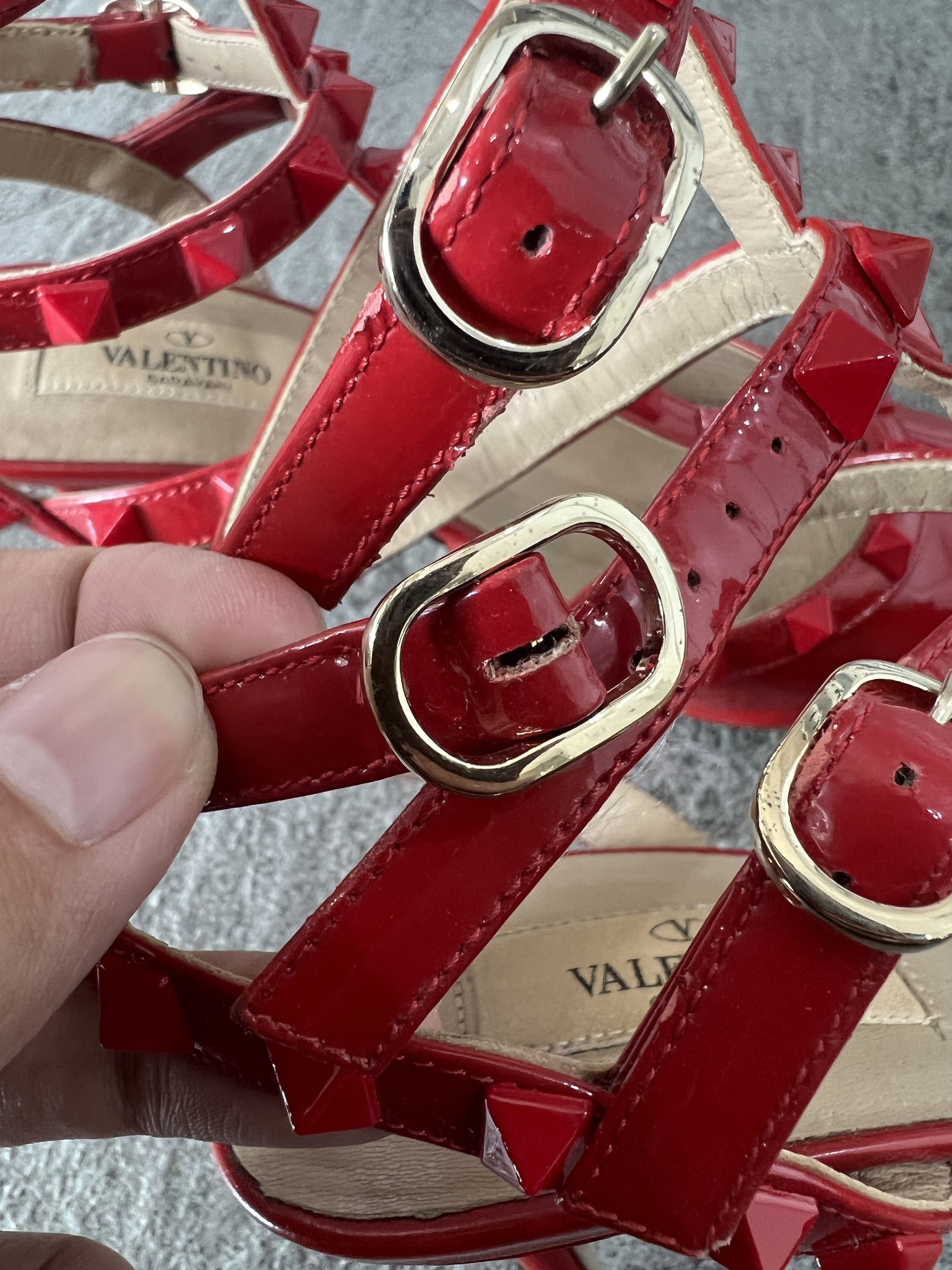 Valentino Valentino Rockstud Patent Cage Heels Red 37 Size US 7 / IT 37 - 11 Thumbnail