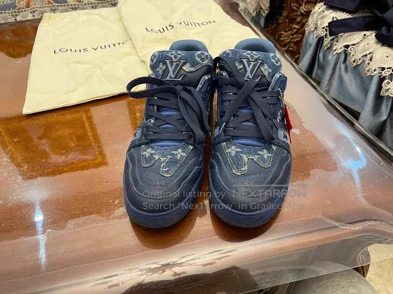 Louis Vuitton Louis Vuitton Blue lychee skin patchwork denim presbyopic Size US 7.5 / EU 40-41 - 3 Thumbnail