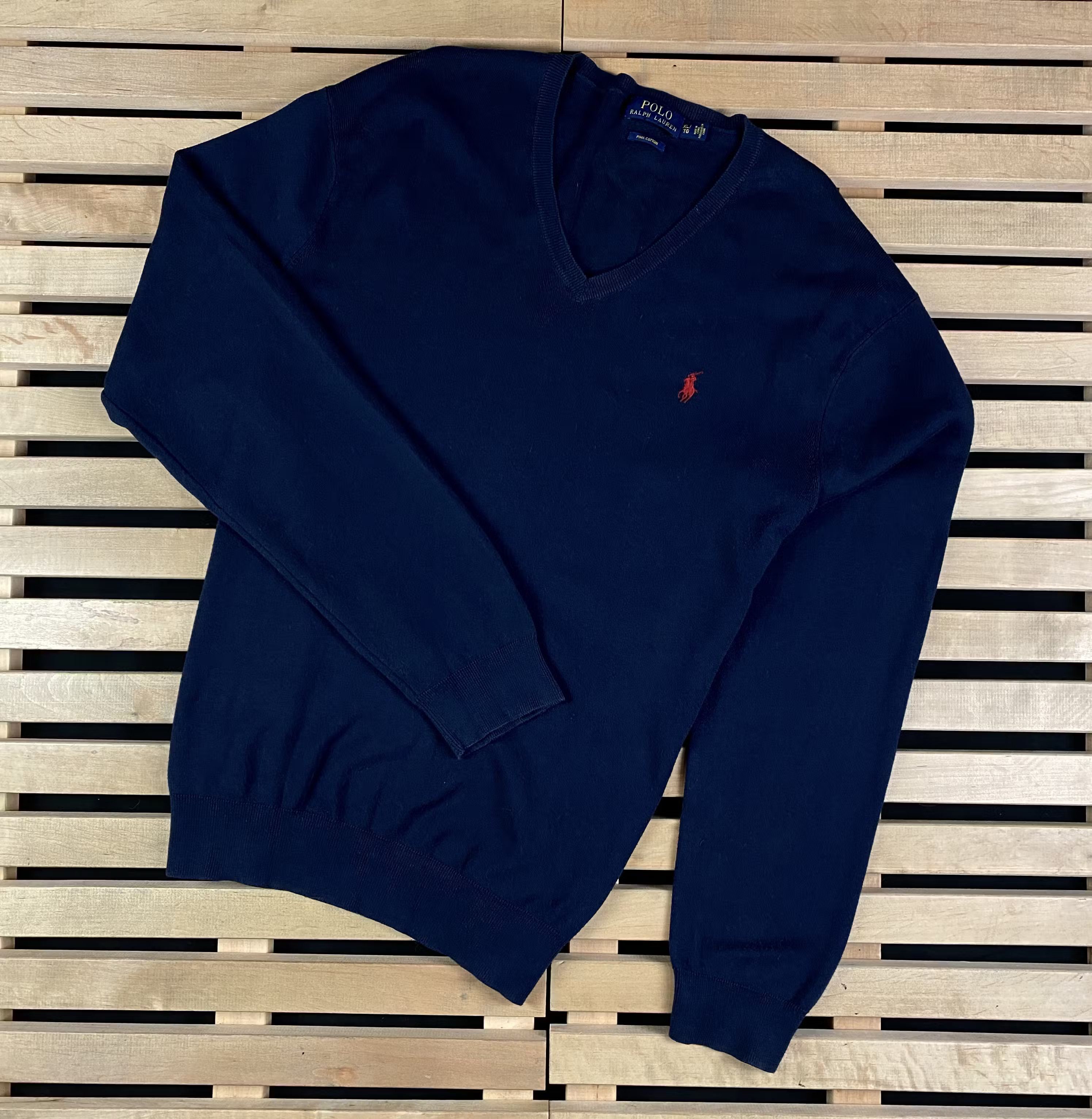 Polo Ralph Lauren × Ralph Lauren Mens Jumper Polo Ralph Lauren Pima Cotton V Neck Size XL Size US XL / EU 56 / 4 - 1 Thumbnail
