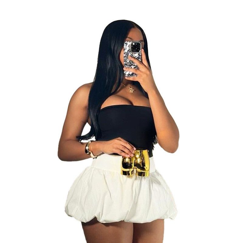 Vintage White Bubble Mini Skirt - Ruffle Hem Pleated Balloon Size 27" / US 4 / IT 40 - 1 Thumbnail