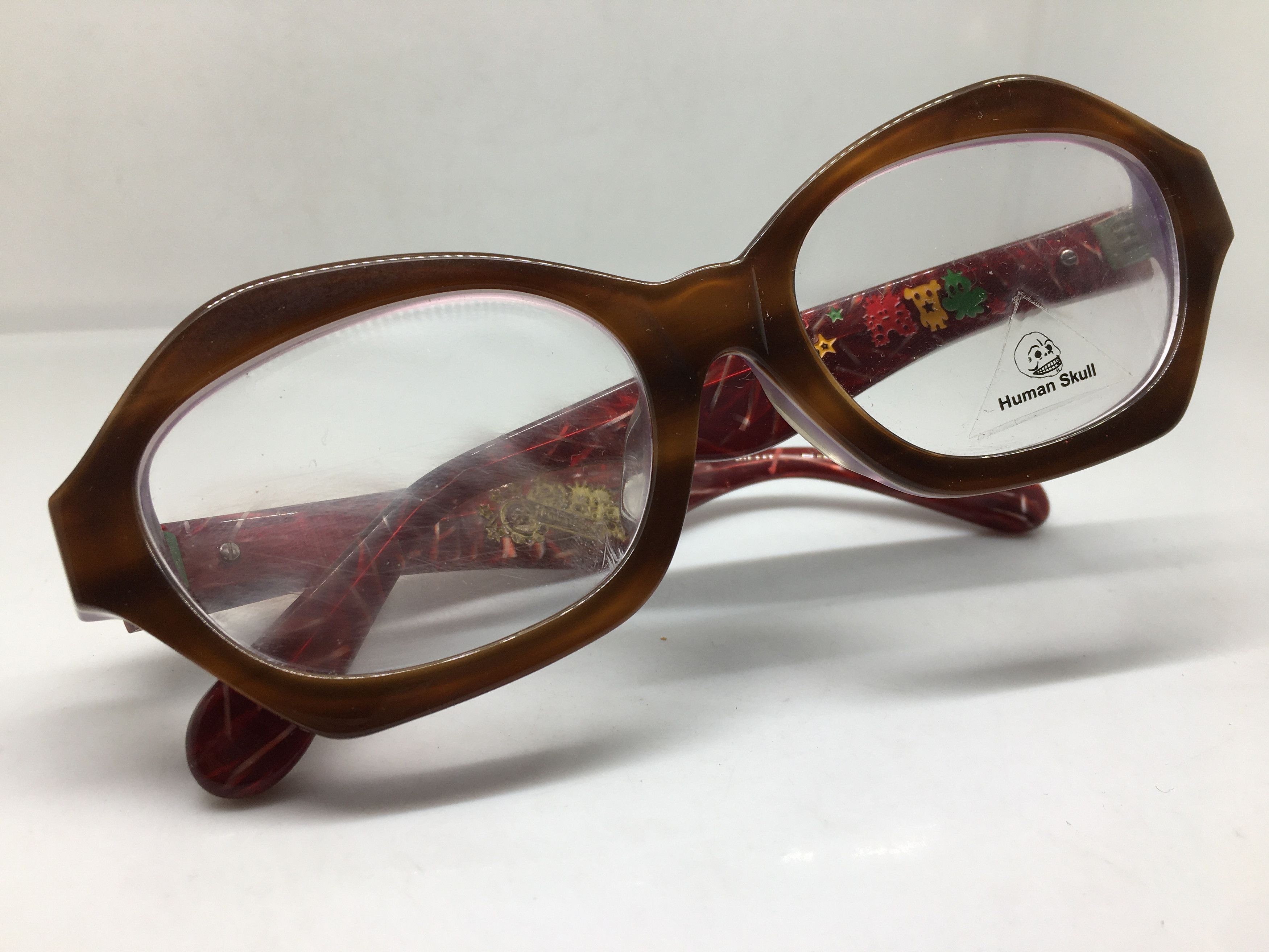 Vintage Vintage HUMAN SKULL H1220 Brown Eyeglasses Frame Size ONE SIZE - 6 Thumbnail