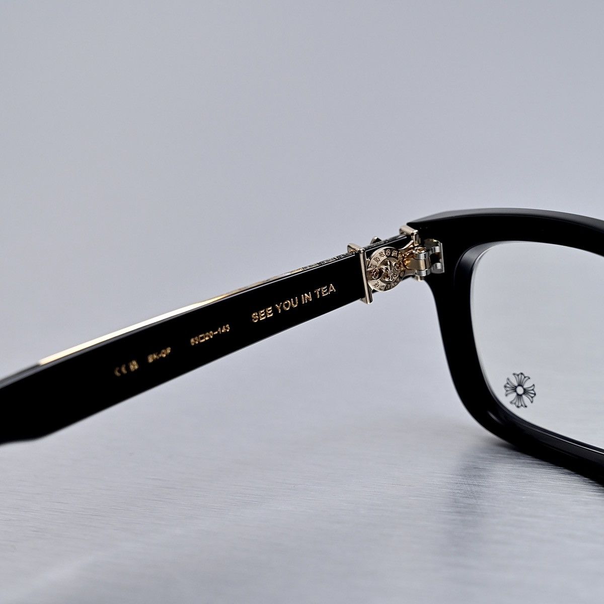 Chrome Hearts CHROME HEARTS SEE YOU IN TEA BLACK GOLD PLATED GLASSES Size ONE SIZE - 7 Thumbnail
