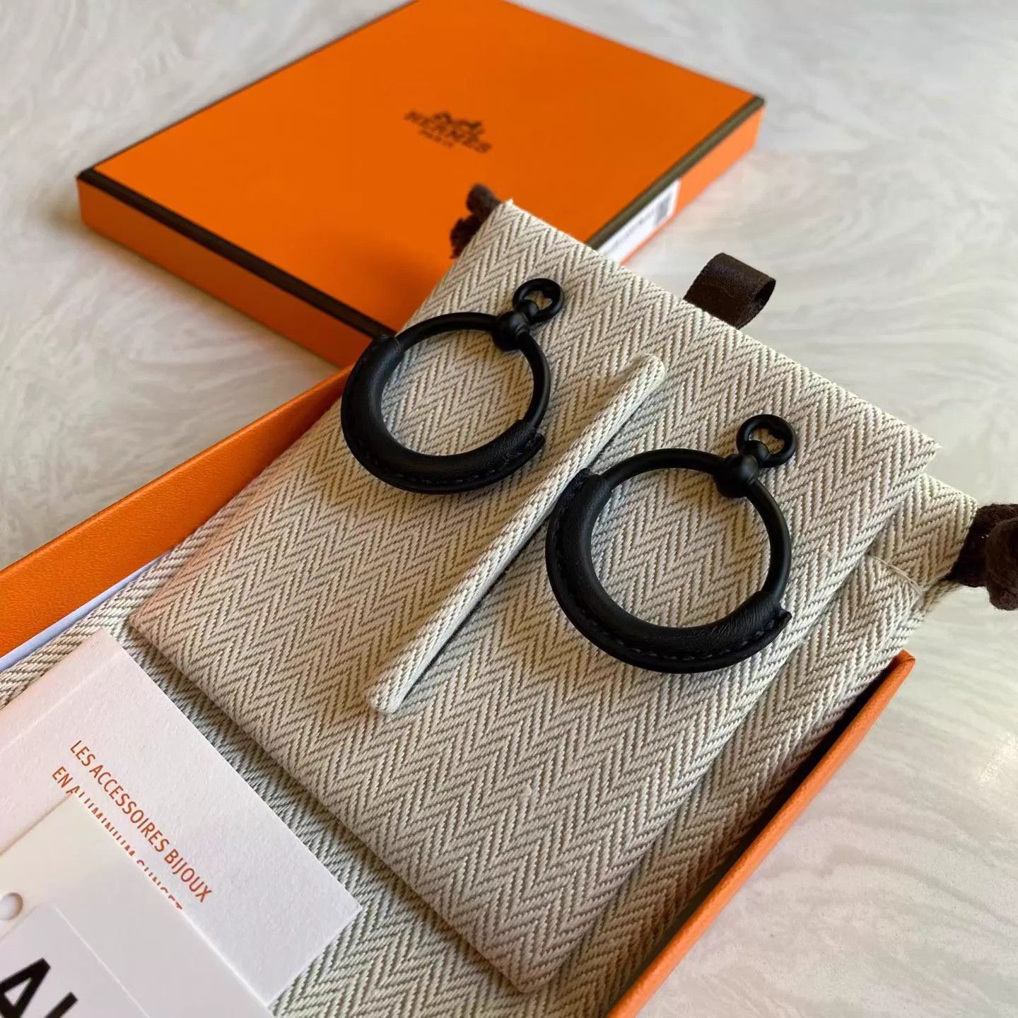 Hermes Hermes Black Loop Earrings New Box+Dust Bag AH308 Size ONE SIZE - 4 Thumbnail