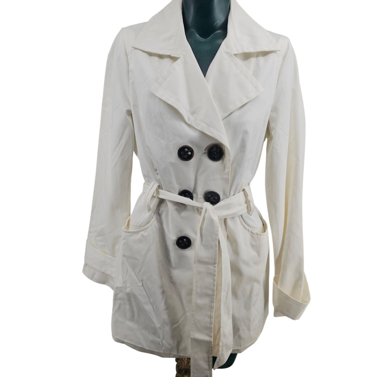 Express NEW Express Ivory White Midi Trench Coat jacket M 3608 Size M / US 6-8 / IT 42-44 - 1 Thumbnail