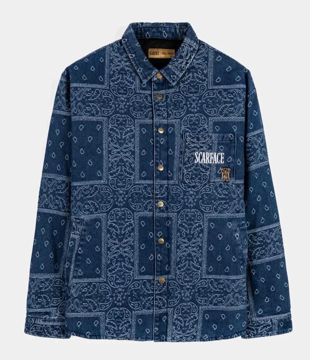 Shoe Palace x Scarface Denim Paisley Jacket (Blue) Large
