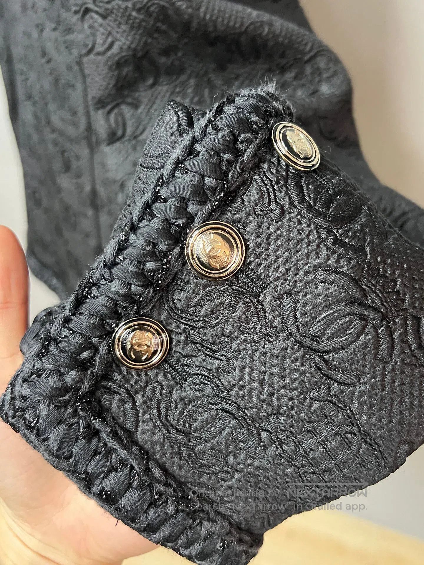 Chanel Chanel Black Double C Embossed Jacket. Size L / US 10 / IT 46 - 4 Thumbnail