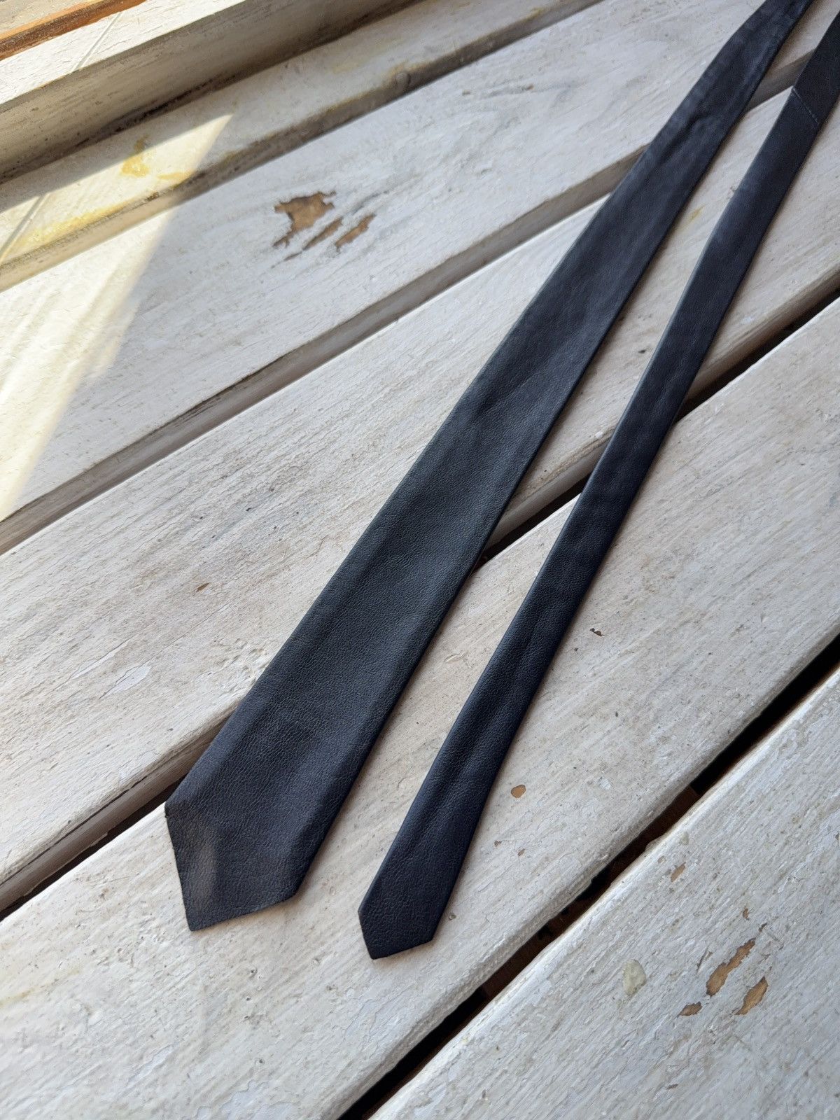 Japanese Brand Vntg Dark Blue W-Germany Leather Tie 90s Opium Rock Style Size ONE SIZE - 4 Thumbnail