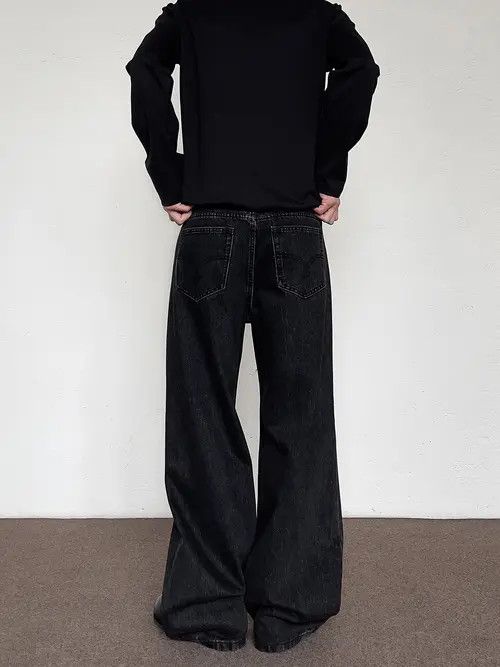 VIBE Black Baggy Wide Leg Jeans Size US 30 / EU 46 - 6 Thumbnail