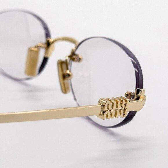 Miu Miu NEW MIU MIU SUNGLASSES MUA54S 5AK08N OVAL GOLD/CLEAR WOMEN M Size ONE SIZE - 7 Thumbnail