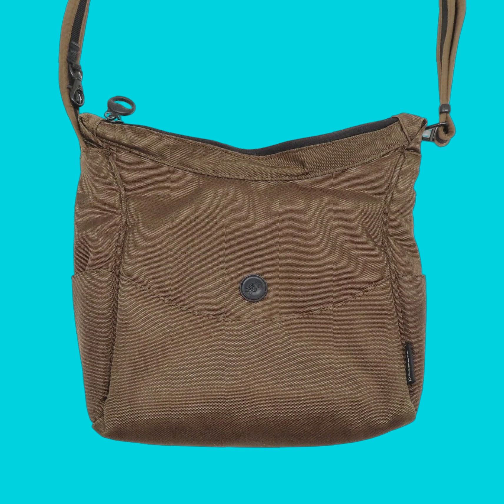 Vintage Pacsafe CitySafe 100 Brown Black Travel Security Crossbody Handbag Purse Bag Womens Crossbody - Nylon - Zip - 11.5" x 10" x 3.5" - Used Size ONE SIZE - 1 Thumbnail