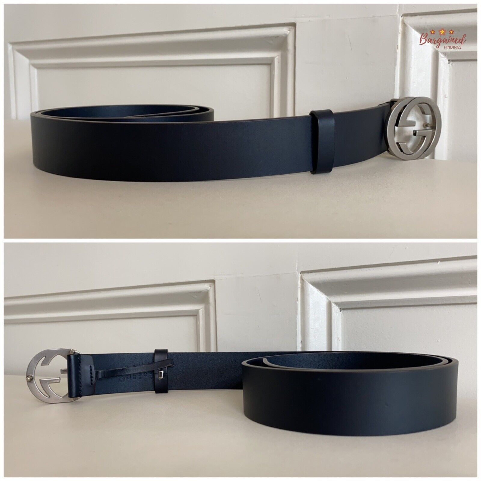 Gucci Gucci Black Leather Silver Interlocking G Buckle Belt Size 32 - 4 Thumbnail