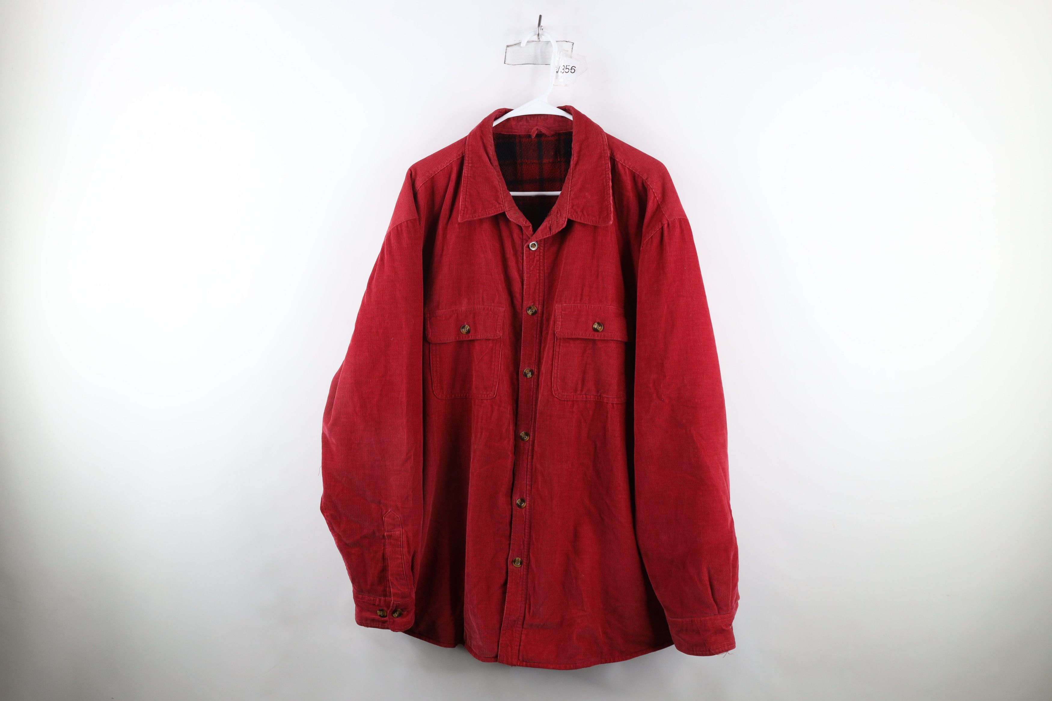 Vintage Vintage 90s Streetwear Lined Corduroy Shirt Jacket Jac Shirt Size US XL / EU 56 / 4 - 1 Thumbnail