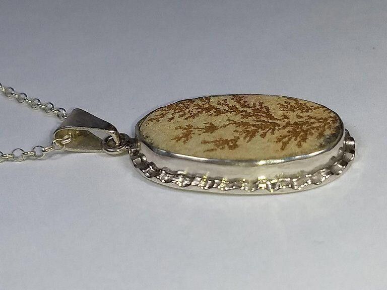 Handmade Mexican Handmade Sterling Bezel Set Dendrite Fossil Necklace Size ONE SIZE - 4 Thumbnail
