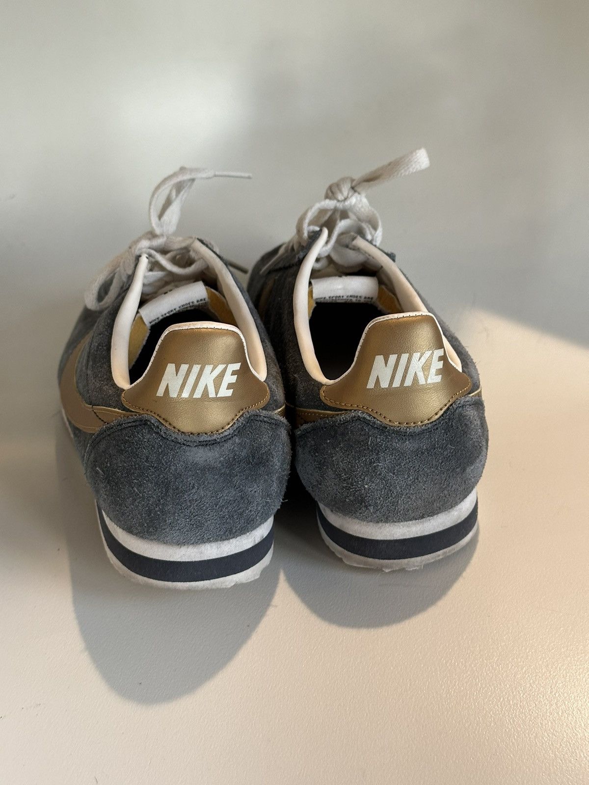 Nike 2012 Nike Cortez Suede blue with metallic gold swoosh Size US 10 / EU 43 - 3 Thumbnail