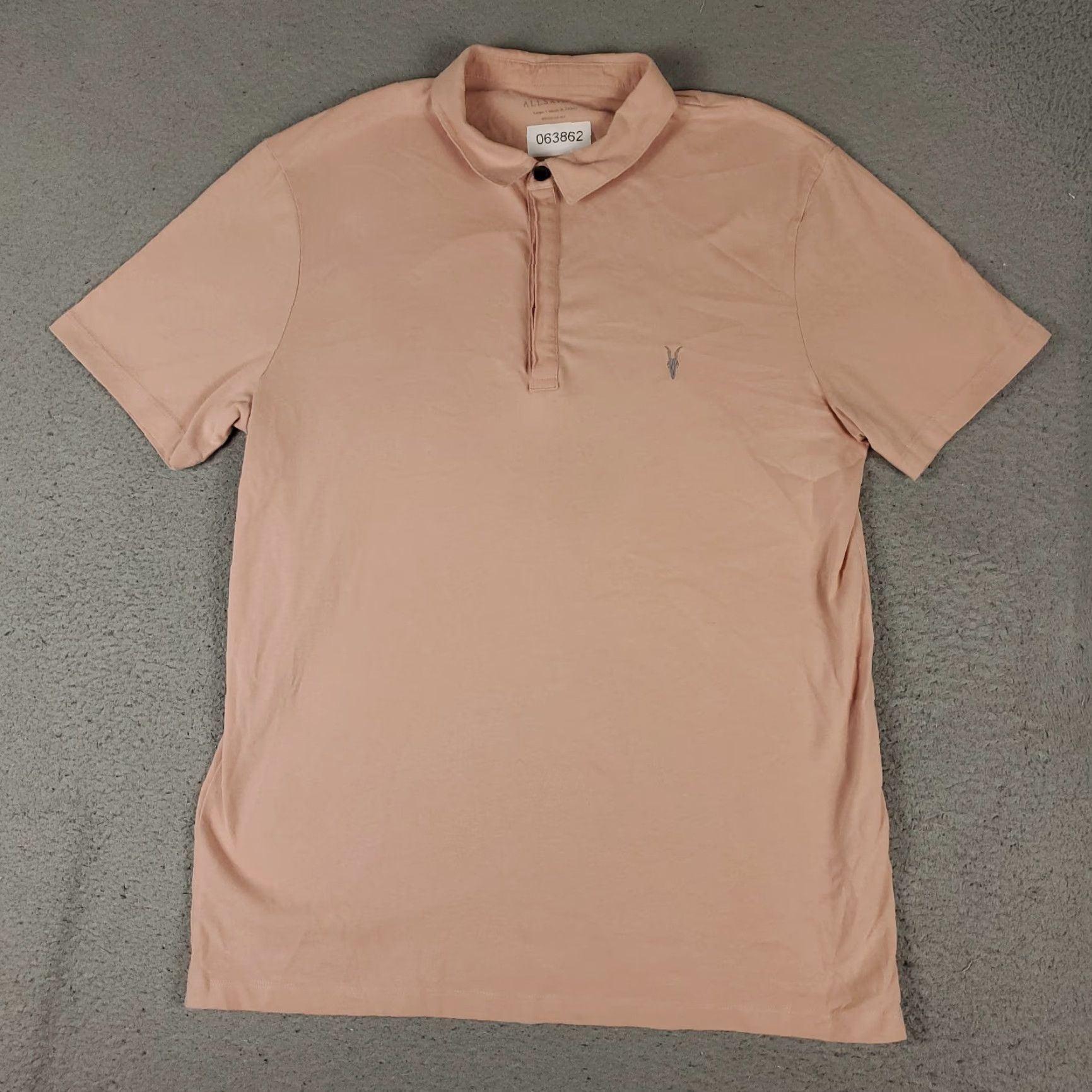 Allsaints AllSaints Polo Shirt Mens L Pink Short Sleeve Button Collar Cotton Regular Size US L / EU 52-54 / 3 - 3 Thumbnail