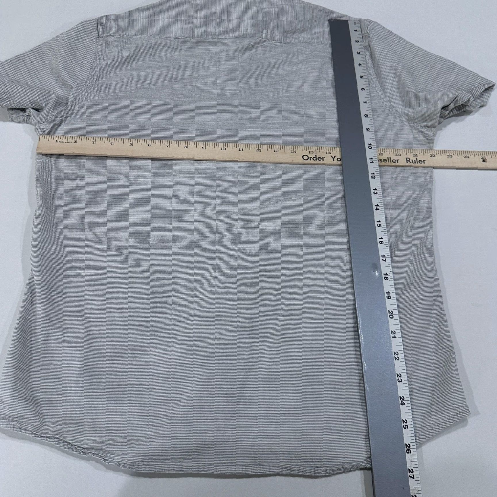 Lee Lee Shirt Mens Size L Gray White Striped Short Sleeve Button Up Cotton Blend Size US L / EU 52-54 / 3 - 5 Thumbnail