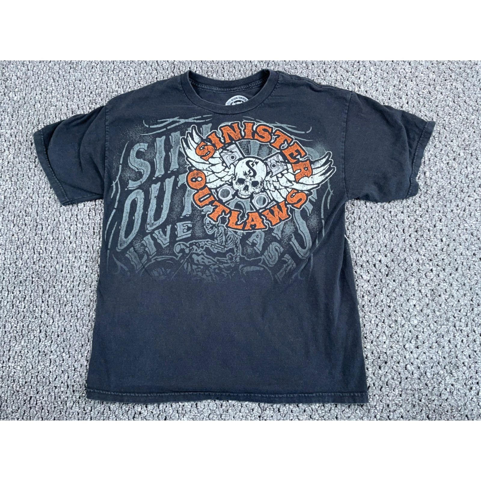 Doublet Sinister Outlaws T-Shirt Men's Medium Black Double-Sided Biker Motorcycle Retro 1990s Vintage Print Shirt Size US M / EU 48-50 / 2 - 2 Thumbnail
