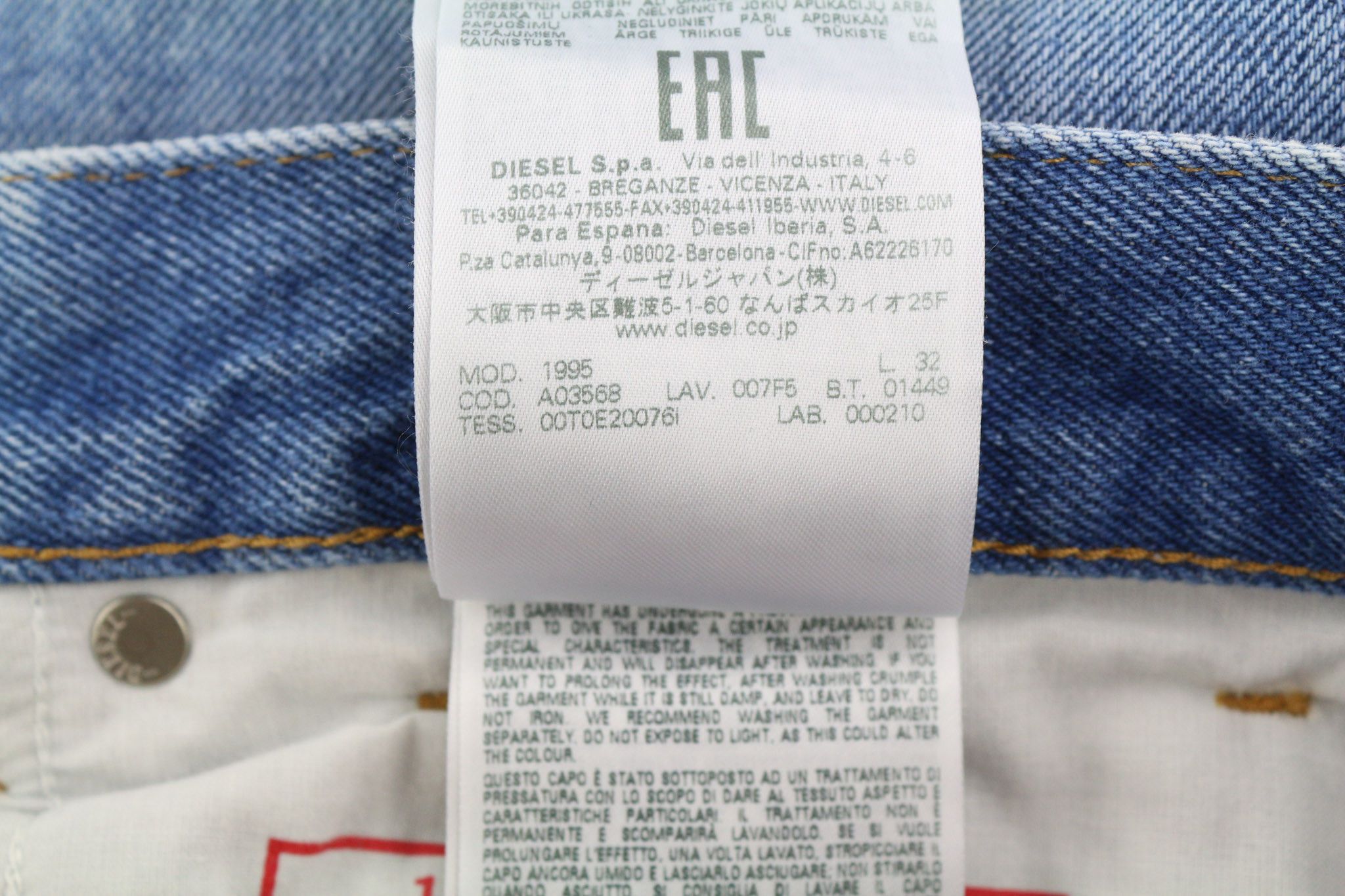 Diesel 1995 007F5 W34 Slim Straight Washed Blue Jeans 40222 Size US 34 / EU 50 - 11 Thumbnail