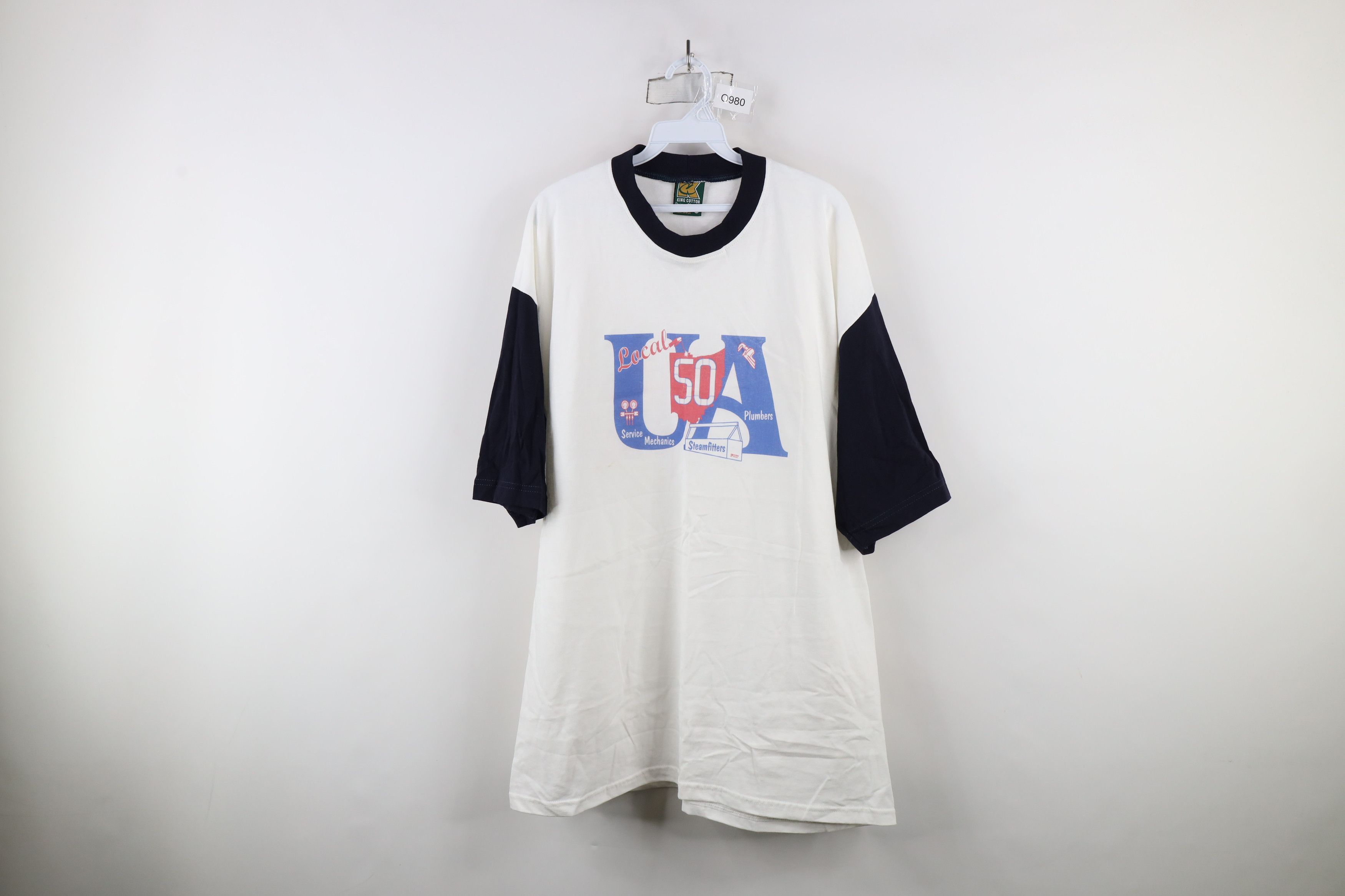 Vintage Vintage 90s Union Made Steamfitters Plumbers Raglan T-Shirt Size US XL / EU 56 / 4 - 1 Thumbnail
