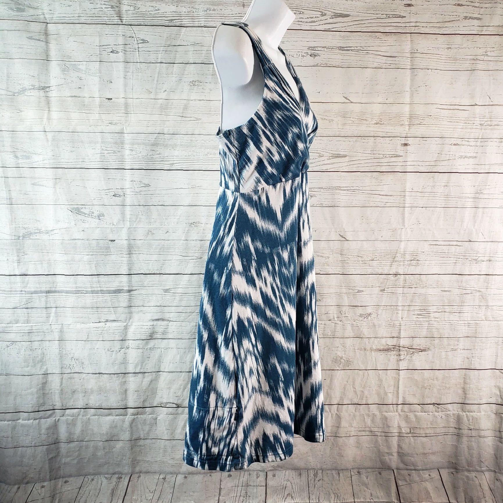 Vintage Aventura Dress Womens Sz Small Blue White Sleeveless V-Neck Cotton Blend Pocket Size S / US 4 / IT 40 - 3 Thumbnail