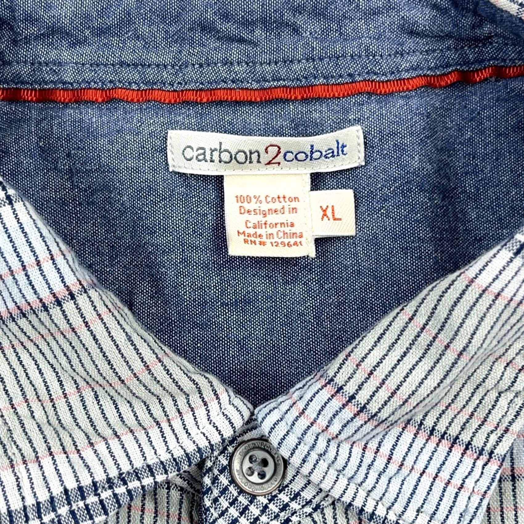 Carbon2Cobalt Carbon 2 Cobalt Shirt Men XL Blue Striped Button Up Camp Double Pocket Size US XL / EU 56 / 4 - 3 Thumbnail
