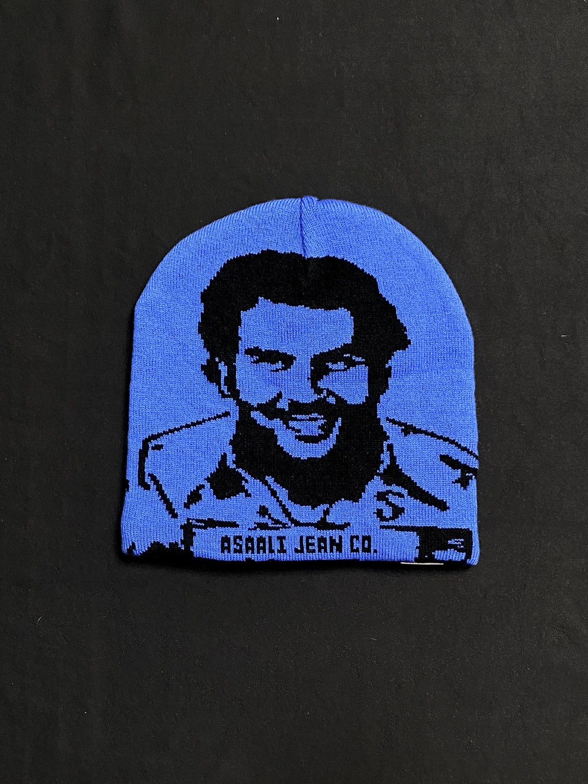 Asaali Rare Asaali Cartel Skully No Cuff Knit Blue Beanie Hats OS Size ONE SIZE - 1 Thumbnail