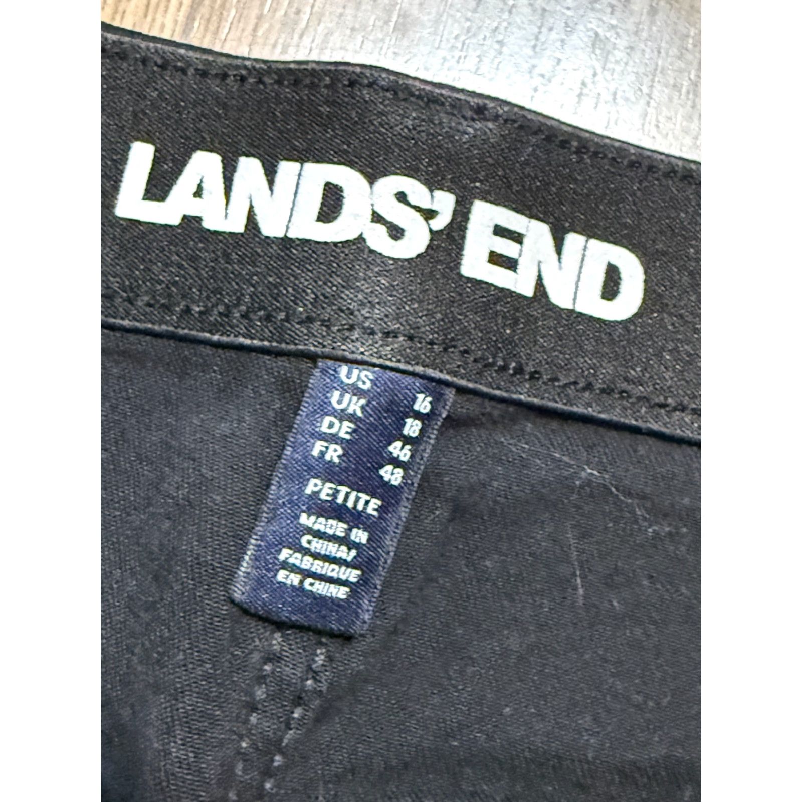 Lands' End Lands' End Jeans Women's 16 Black Denim Skinny Dark Wash High Rise Regular Size 16 5-Pocket Design Womens Size 38" / US 16 / IT 52 - 5 Thumbnail