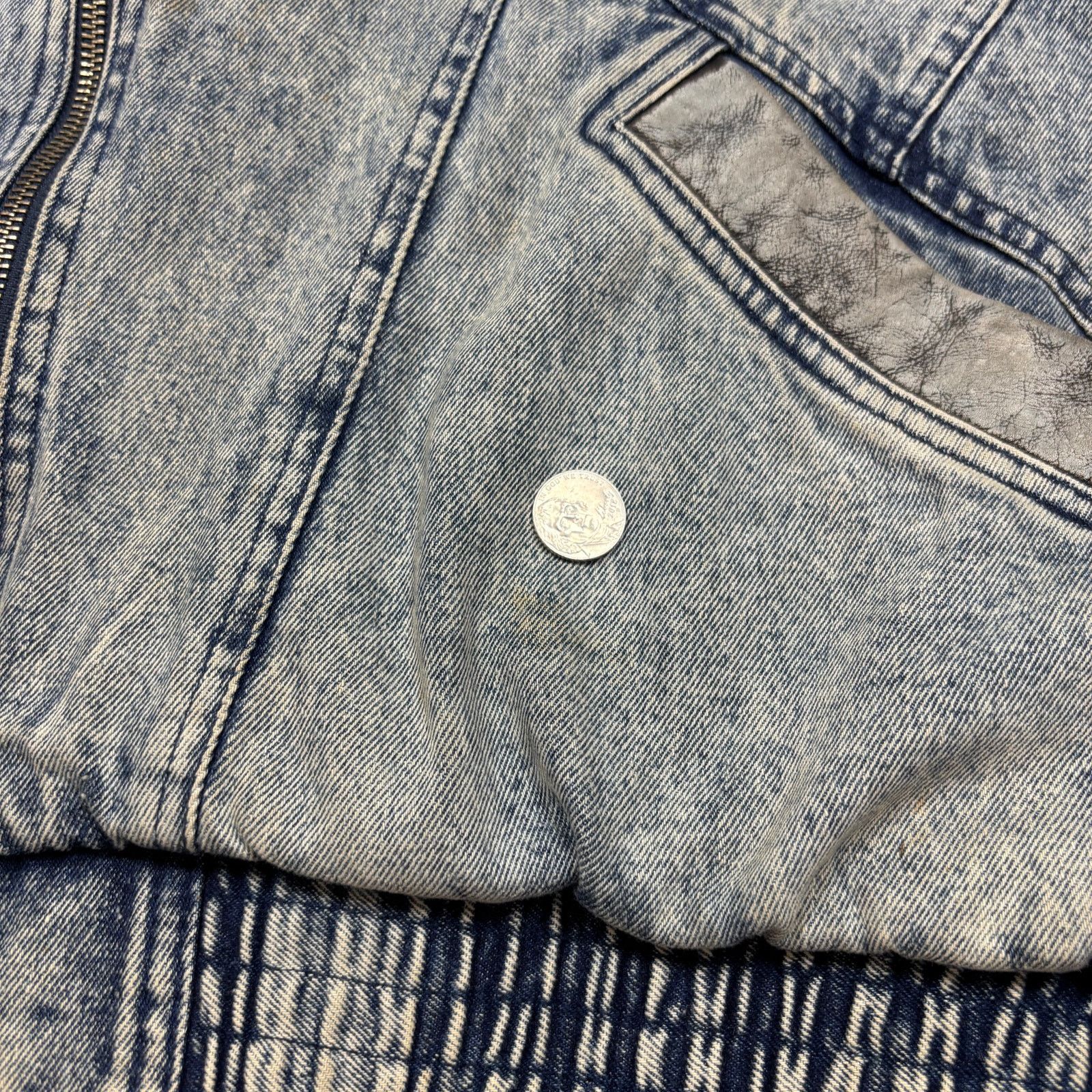 Nike × Vintage VTG 80s 90s Nike Force Denim Leather Bomber Jacket Men's M Size US M / EU 48-50 / 2 - 12 Thumbnail