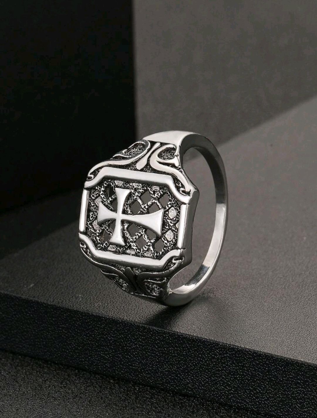 Jewelry Retro Cross Rings, Hollow Design Brass sh Size ONE SIZE - 3 Thumbnail